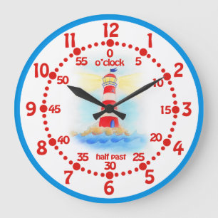 Kinder Leuchtturm lernen Zeit blauen weißen Wanduh Große Wanduhr