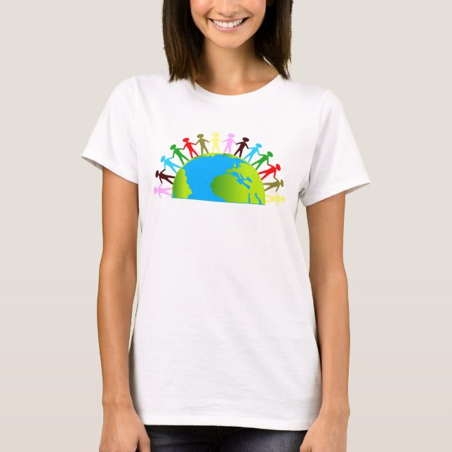 Kinder/Leute vereinigt auf Erde T-Shirt (Vorderseite)