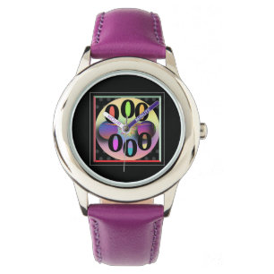 Kinder Lila Brille mit der Nummer 0 Armbanduhr