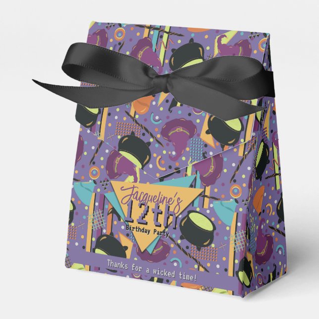 Kinder Lila Retro Witchy Halloween Geschenkschachtel (Vorderseite)