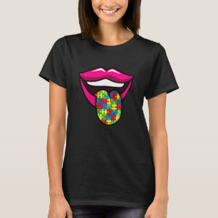 Kinder Lippen Mit Herausgestreckter Zunge Autismus T-Shirt