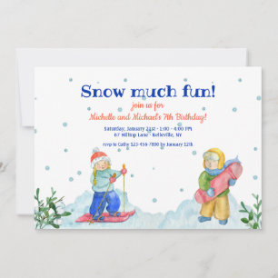 Kinder machen Wintersport-Einladung Einladung