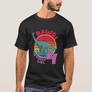 Kinder Mädchen 4. Geburtstag I Rawr! Brachiosaurus T-Shirt