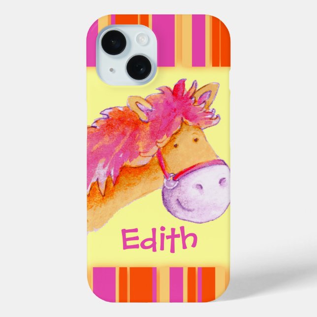 Kinder Mädchen mit Namen Pony Gelb Pitch Case (Rückseite)