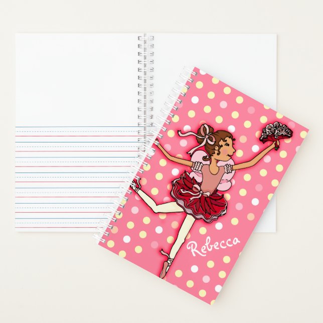 Kinder Mädchen nennen ballerina pink polka dot. Notizbuch (Innen)