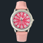 Kinder Mädchen pink & weiß, mit vollem Namen Armba Armbanduhr<br><div class="desc">Kinder der grafischen Kunst sehen mit einem einfachen weißen Schmetterling. Das Hotel ist ideal für Mädchen im Schulalter,  die lernen,  eine Uhr zu lesen,  als Funktionen sowohl von Minuten als auch von Stunden. Passen Sie mit dem vollständigen Namen Ihres Kindes Beispiel liest Tahlia Jackson.</div>