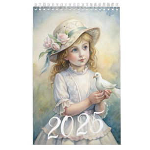 Kinder Mädchen Vintag Osterhase 2025 Kalender
