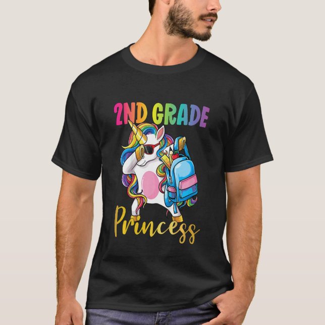 Kinder Mädchen zweiter Klasse Dabbing Einhorn Mädc T-Shirt (Vorderseite)