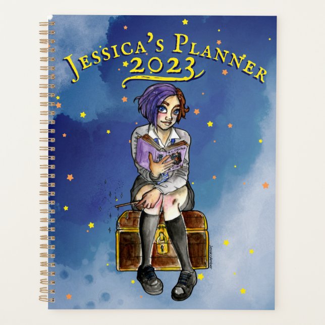 Kinder Magische Hexe Teen Girl Cartoon Planer (Vorderseite)