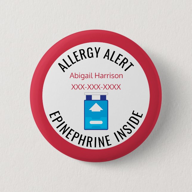 Kinder Medizinische WarnAllergie Epinephrin Innen Button (Vorderseite)