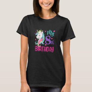 Kinder Mein 8. Geburtstag Niedliches Einhorn Gebur T-Shirt