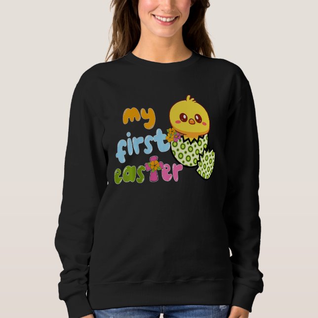 Kinder mein erstes Osteroster Hühnchen glücklich 1 Sweatshirt (Vorderseite)