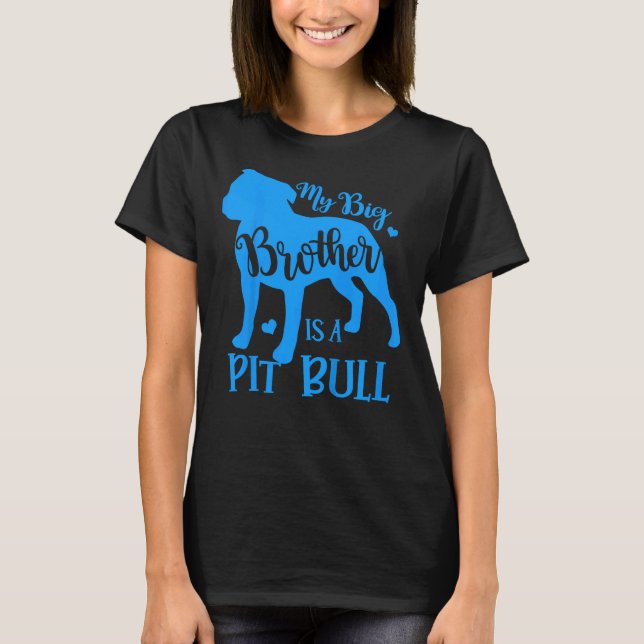 Kinder Mein großer Niedlicher Bruder ist ein Pitbu T-Shirt (Vorderseite)