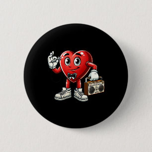 Kinder Mens Retro 80er 90er Disco Tanz Herzschlag Button