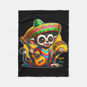 Kinder mexikanischer Affe mit Sombrero und Poncho  Fleecedecke