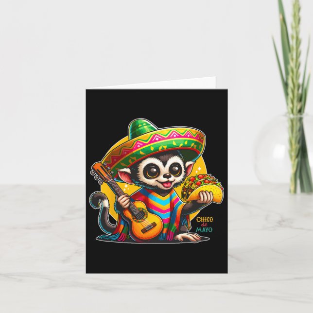 Kinder mexikanischer Affe mit Sombrero und Poncho  Karte (Vorderseite)