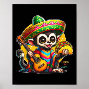 Kinder mexikanischer Affe mit Sombrero und Poncho Poster