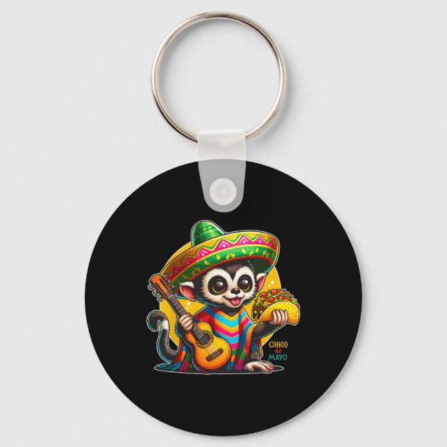 Kinder mexikanischer Affe mit Sombrero und Poncho  Schlüsselanhänger (Vorderseite)