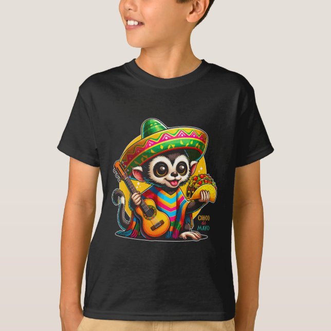 Kinder mexikanischer Affe mit Sombrero und Poncho  T-Shirt (Vorderseite)