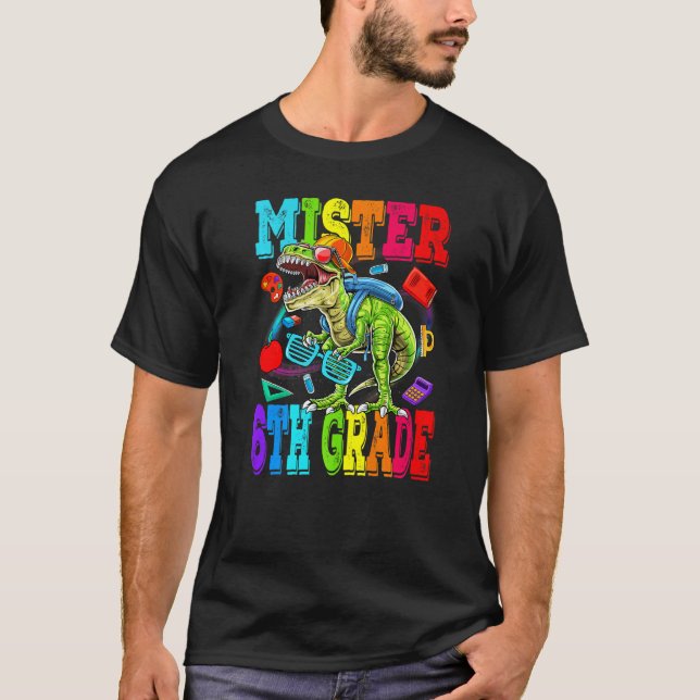 Kinder Mister 6. Klasse Typ Monster Truck Dinosaur T-Shirt (Vorderseite)