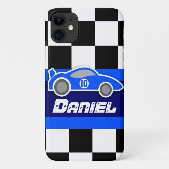 Kinder mit blauem Sportwagen Case-Mate iPhone Hülle (Rückseite)