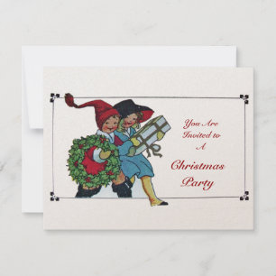 KINDER MIT CHRISTMAS GIFTS Champagner Metallic Einladung
