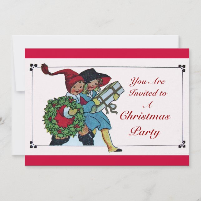 KINDER MIT CHRISTMAS GIFTS EINLADUNG (Vorderseite)