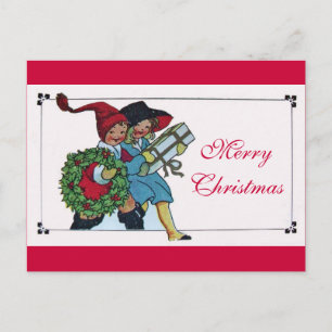 KINDER MIT CHRISTMAS GIFTS FEIERTAGSPOSTKARTE