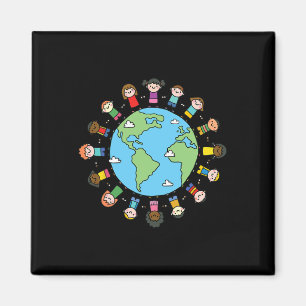 Kinder mit Hands Earth Day 2025 Lehrerjungen Magnet