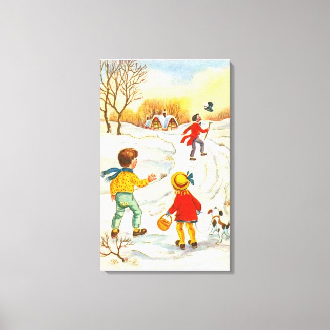 Kinder mit Hund Leinwanddruck (Vorderseite)