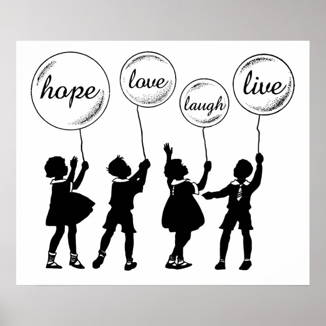 Kinder mit inspirierender Silhouette Poster (Vorne)