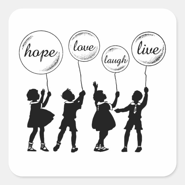 Kinder mit inspirierender Silhouette Quadratischer Aufkleber (Vorderseite)