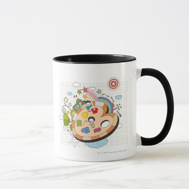 Kinder mit Malerpinseln Tasse (Rechts)