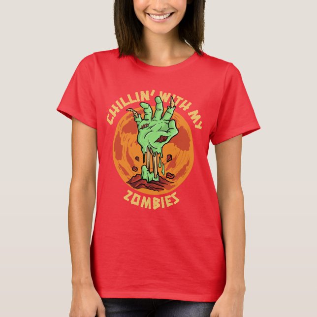 Kinder mit meinem Zombies-T - Shirt (Vorderseite)