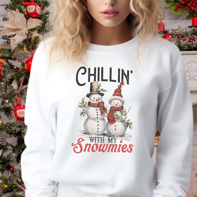 Kinder mit meinen Schneemassen Niedlich und stilvo Sweatshirt (Chillin With My Snowmies Cute and Stylish Winter Sweatshirt)