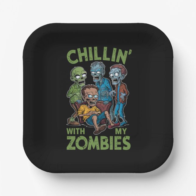 Kinder mit meinen Zombien Halloween Jungen Kinder  Pappteller (Vorderseite)