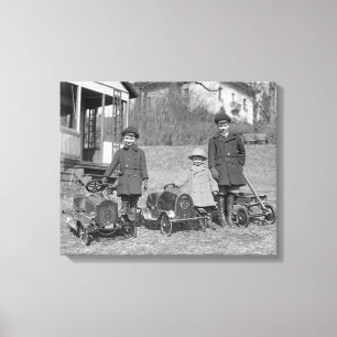 Kinder mit Pedalautos, 1924 Leinwanddruck