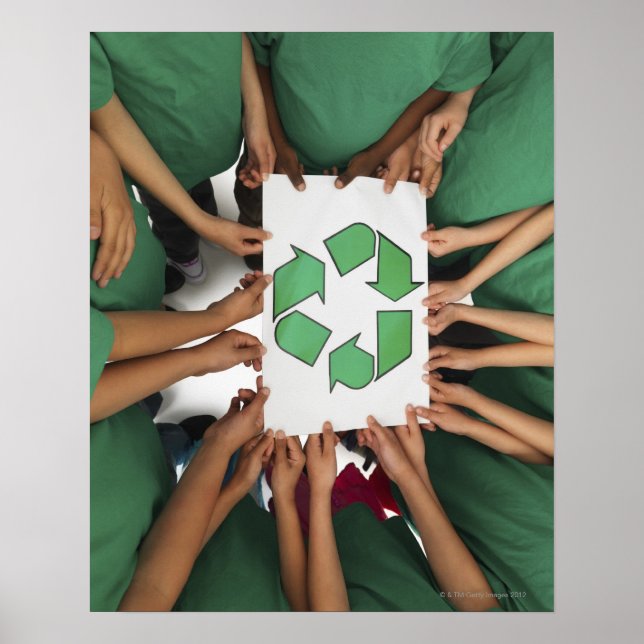 Kinder mit recycelnd Zeichen Poster (Vorne)