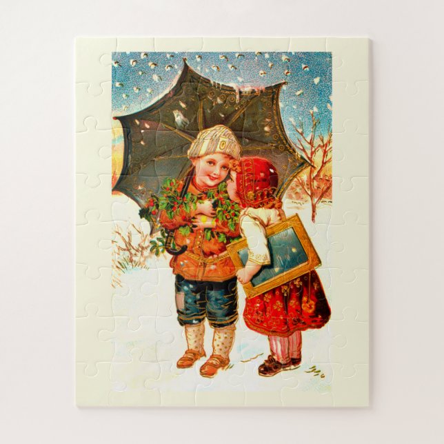 Kinder mit Regenschirm (Vertikal)
