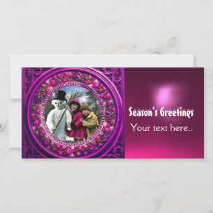 KINDER MIT SCHNEE, FOTOVORLAGE FEIERTAGSKARTE