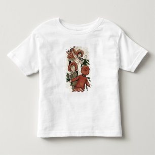 Kinder mit Stechpalmen-werfenden Schneebällen Kleinkind T-shirt
