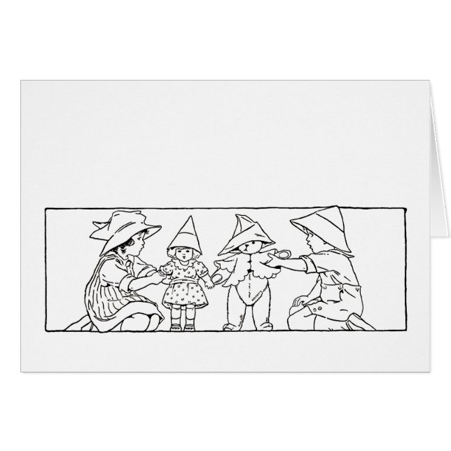 Kinder mit Vintager Kunstkarte (Vorderseite (Horizontal))