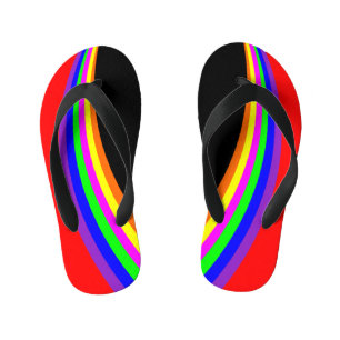 Kinder moderne geometrische Regenbogenfarben Rot Kinderbadesandalen