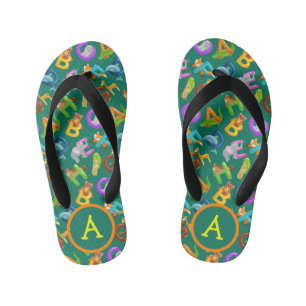 Kinder-Monogramm-Tiere Alphabet  Kinderbadesandalen
