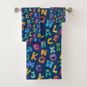 Kinder Monster ABC Albern Alphabet Monster Badhandtuch Set