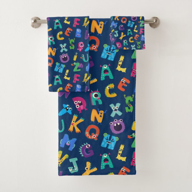Kinder Monster ABC Albern Alphabet Monster Badhandtuch Set (Insitu)