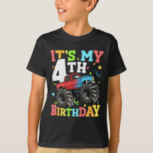 Kinder Monster LKW seinen 4. Geburtstag Junge 4 Vi T-Shirt