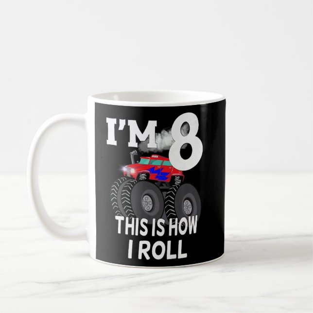 Kinder Monster Truck 8. Geburtstag Geburtstag Kaffeetasse (Links)