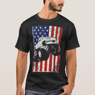 Kinder Monster Truck American Flag Racing Usa Patr T-Shirt