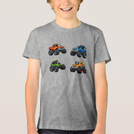 Kinder-Monster-Truck-T-Shirt mit individuellem Nam Tri-Blend Shirt